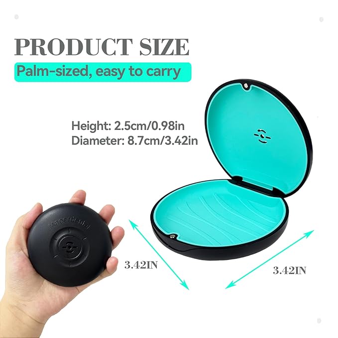 2 Pack Retainer Case,Aligner Case with Vent Holes, Compatible with Invisalign, Mouth Guard Cases，Portable Slim Travel Cute Orthodontic Retainer Cases (Black Purple+Black Cyan)