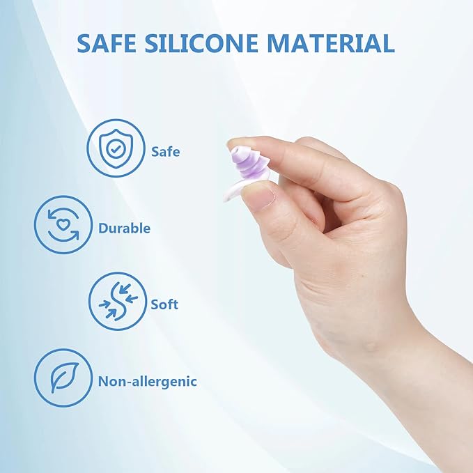 Reusable Swimming Ear Plugs with Nose Clips -2 Pairs Silicone Swimmers Ear Plugs for Adult Water Surfing, Snorkeling, Sleeping and Shower-StrideForce Fitness