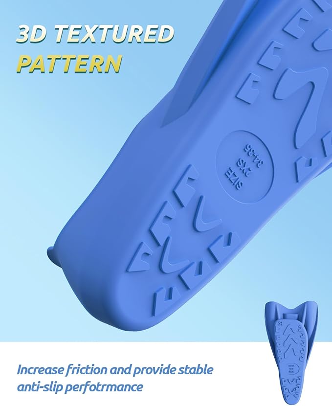 W WSTOO Streamlined Swimming Fins,Training Short Flippers,Silicone Swimming Flippers for Kids Adults Men and Women for Swimming Snorkeling and Diving-StrideForce Fitness