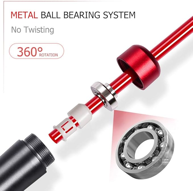 Redify Weighted Jump Rope for Workout Fitness(1LB), Tangle-Free Ball Bearing Rapid Speed Skipping Rope for MMA Boxing Weight-loss,Aluminum Handle Adjustable Length 9MM Fabric Cotton+9MM Solid PVC Rope-StrideForce Fitness