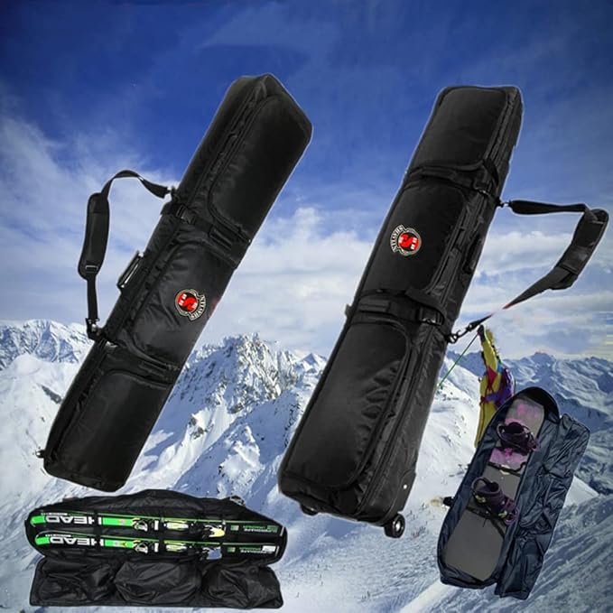 UNISTRENGH Padded Snowboard Bag With Wheels - Travel Bag for Single Snowboard and Snowboard Boots,Helmet,Clothes-StrideForce Fitness