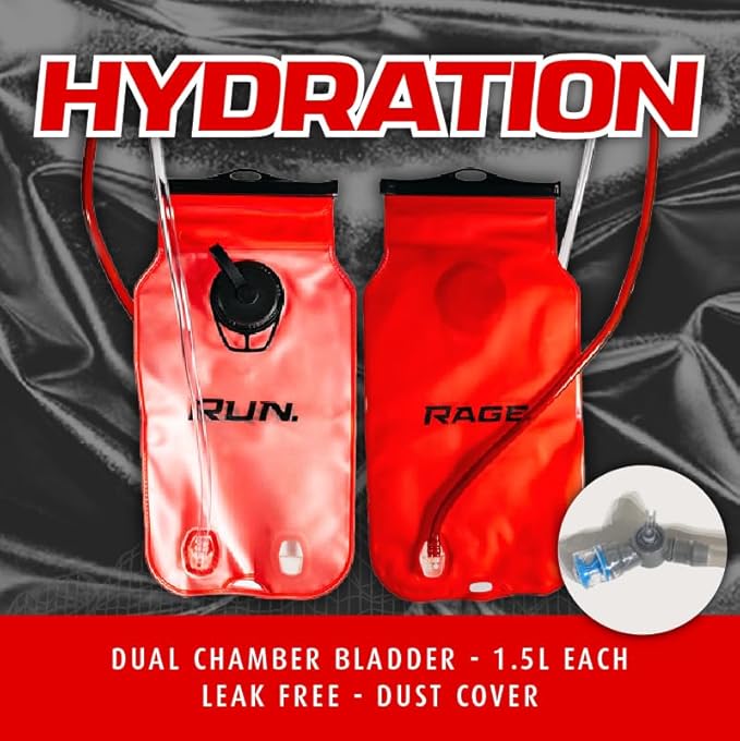 RAVERUNNER® Dino Festival Water Backpack - Dual Chamber Hydration - 3L Insulated Water Backpack for Raves, Festivals, Hiking, Running - Festival Hydration Pack for Hydration Backpack Rave-StrideForce Fitness