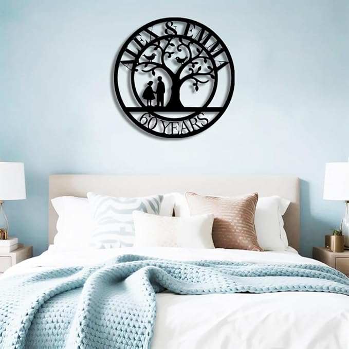 Tree of Life Metal Name Sign | Custom Metal Signs | Personalized Wall Art | Wedding Gift Indoor Decor Gift for Women, Men, Wife, Parents, Couple-StrideForce Fitness