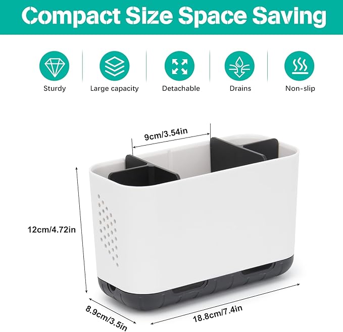 Toothbrush Holders for Bathrooms, Electric Toothbrush and Toothpaste Holder with Adjustable Dividers and Drainage, Kids Toothbrush Organizer for Bathroom Countertop