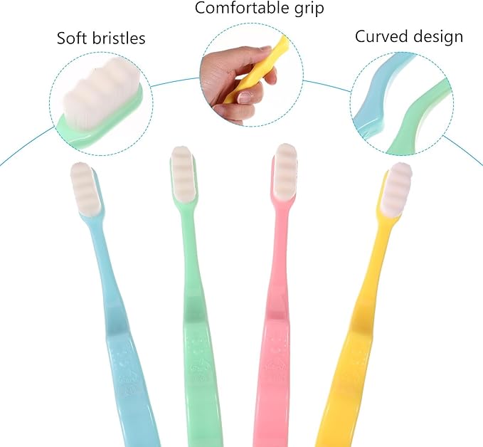 CIYODO 4pcs Ultra Soft Manual Toothbrushes for Sensitive Teeth with Micro-Nano Bristles High-Density Fine Brush Heads Gentle Gum Care for Adults and Fragile Teeth