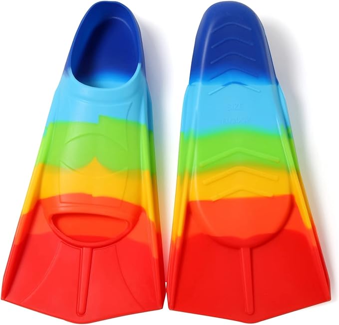 Kids Swim Fins,Short Kids Fins Youth Swimming Flippers for Lap Swimming Training for Children Girls Boys Beginners-StrideForce Fitness