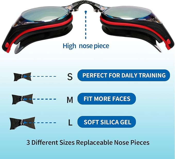 Nearsighted Swim Goggles, Shortsighted Optical Swimming Goggles No Leaking Anti Fog UV Protection for Adult Men Women-StrideForce Fitness