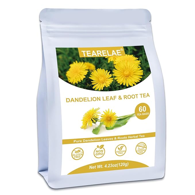 TEARELAE - Dandelion Leaf & Root Tea - 60 Counts Premium Dandelion Leaf and Root Tea Bags - Support Kidney, Aid in Digestion - Non-GMO - Caffeine-Free-StrideForce Fitness