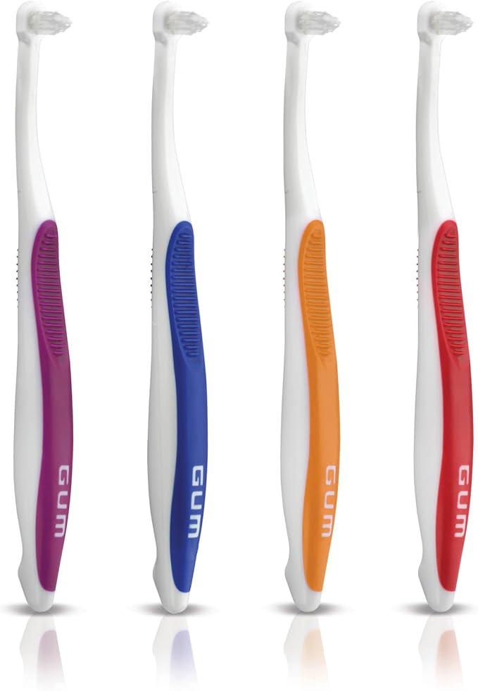 GUM End Tuft Toothbrush - Extra Small Head for Hard-to-Reach Areas - Implants, Back Teeth, and Wisdom Teeth - Soft Dental Brush for Adults, 1 Count(Pack of 6)