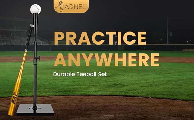 Baseball Batting Tee Set with Light Weight Aluminum Bat and Baseball - Hitting Tee - Baseball Tee - Batting Tees for Baseball - Hitting Tee for Baseball - Baseball Hitting Tee - Baseball Tee Set-StrideForce Fitness