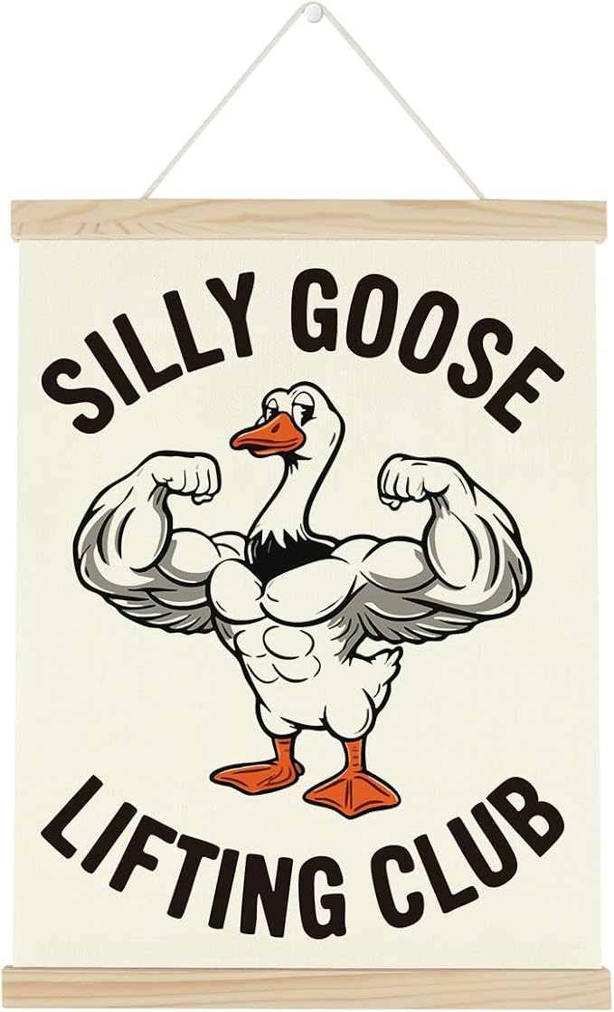 Gym Motivational Posters Funny College Dorm Posters Gifts for Guys Girls Friends SIilly Goose Lifting Club Gym Flag Wall Art Decor Sign for Home Gym Bedroom Office-StrideForce Fitness