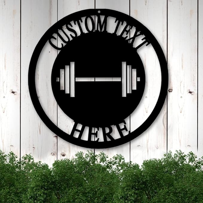 Custom Gym Metal Sign Personalized Workout Room Powerlifting Decor, Home Fitness Motivational Garage Center Wall Art, Gift for Women, Men, Dad, Papa, Grandpa, Mother, Sister, Girls, Modern Design-StrideForce Fitness