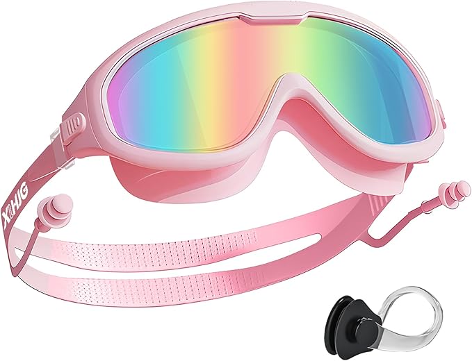 Adult Swimming Goggles for Women Men,No Leak No Fog Wide View, Sunglass Goggle with Earplugs and Nose Clip-StrideForce Fitness