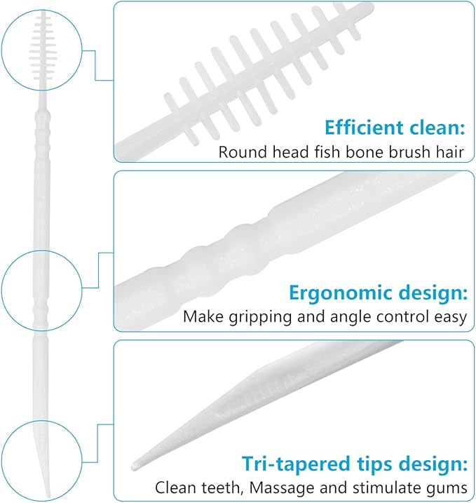 Brushpicks Interdental Toothpicks,Soft Bristle Dental Floss Picks Toothpicks,Helps Removes Plaque and Debris Between Your Teeth 300PCS (Pack of 1)