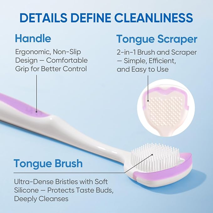 BodyAccel Tongue Cleaner Gel with Tongue Brush – Fresh Breath Oral Care Kit – Tongue Scraper Gel Set for Bad Breath Removal, Maintain Oral Health