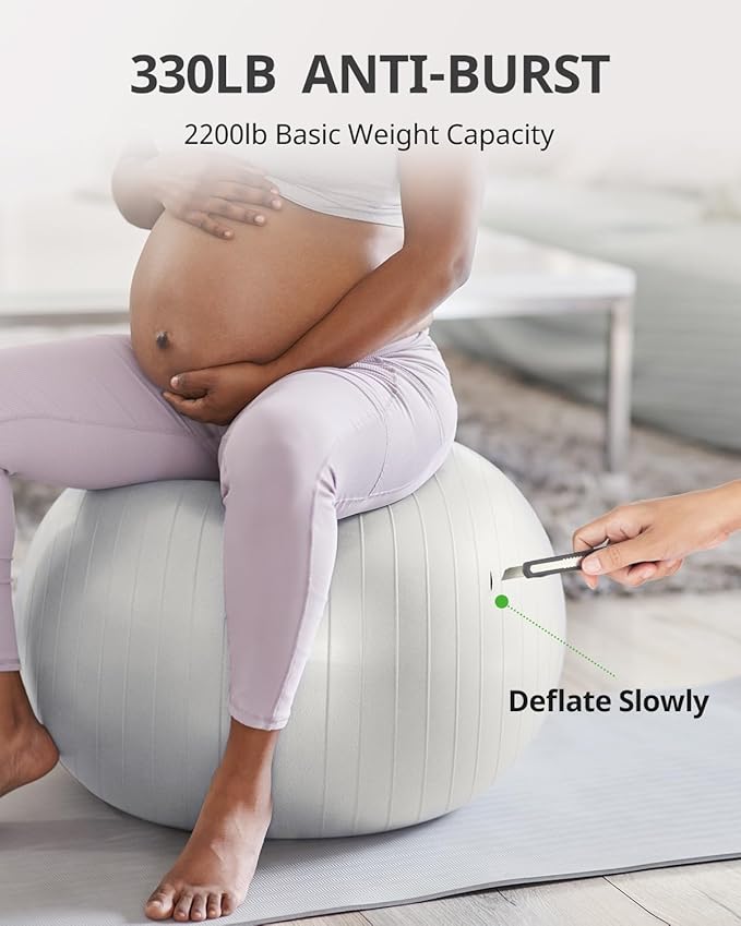 Trideer Extra Thick Yoga Ball Exercise Ball, 5 Sizes Gym Ball, Heavy Duty Ball Chair for Balance, Stability, Pregnancy, Quick Pump Included-StrideForce Fitness