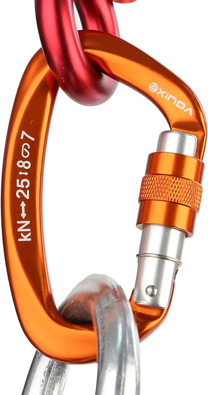 Screwgate Locking Carabiner Clip - Professional Rock Climbing Carabiner Screw Lock,Heavy Duty Carabiners for Climbing,Mountaineer,Hammock,Camping,Outdoor Equipment-StrideForce Fitness