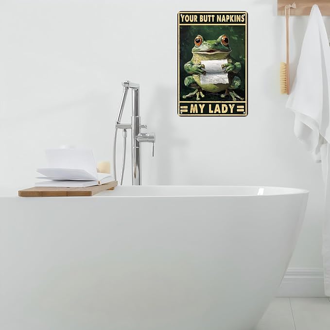 Funny Frog Bathroom Toilet Decor Metal Sign Frog Your Butt Napkin My Lord Vintage Tin Sign for Bedroom Toilet or Bathroom Wall 12 * 8inch-StrideForce Fitness