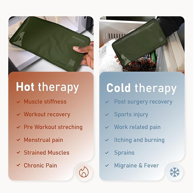 Medium Flexible Gel Ice Packs for Injuries Reusable - Soft Hot and Cold Packs for Injuries for Ankle, Arm, Foot, Leg, Back Pain Relief - 8" x 12" - Green-StrideForce Fitness