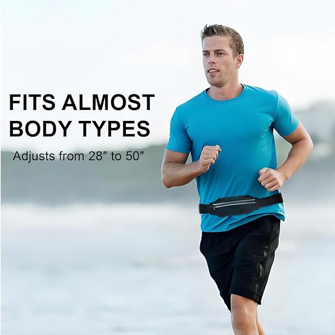 Running Belt Fanny Pack, Slim Runners Waist Pack for Men & Women [Fits ALL Phones], Money Belt, Reflective Running Gear Accessories Fitness Phone Holder for Exercise Marathon Jogging (Black1)-StrideForce Fitness