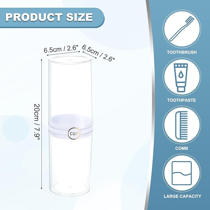 uxcell 1Pcs Travel Toothbrush Case, Portable Travel Toothbrush Holder with Cover, Toothbrush and Toothpaste Container for Bathroom, Gym,Business Trip, Camping (Transparent)