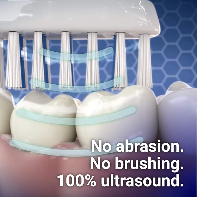 Emmi-dent Electric Ultrasonic Toothbrush Set with Gentle 100% Ultrasound Cleaning Technology. Ideal for Sensitive Teeth & Gums, Plaque Removal and More! Includes Nano-Bubble Toothpaste. Rechargeable.