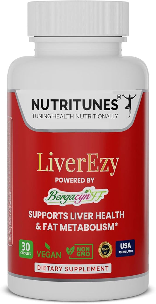 Liver Support Supplement–Supports Detox, Cleansing & Lipid Metabolism – with Bergacyn FF (Bergamot & Artichoke) – 30 LiverEzy Vegan Capsules-StrideForce Fitness