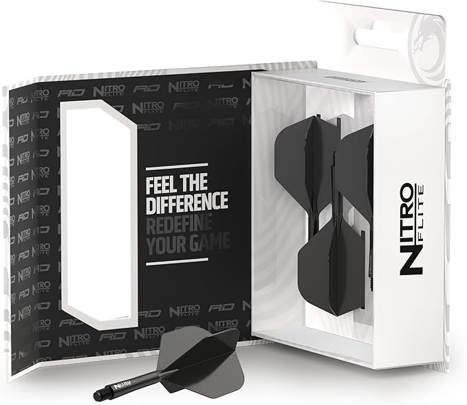 RED DRAGON Darts – Nitro Flite Integrated Flight & Shaft System – No.2 Shape and Design - Available in Short, Intermediate & Medium - Available in Variety of Colours - Professional Darts Accessories-StrideForce Fitness