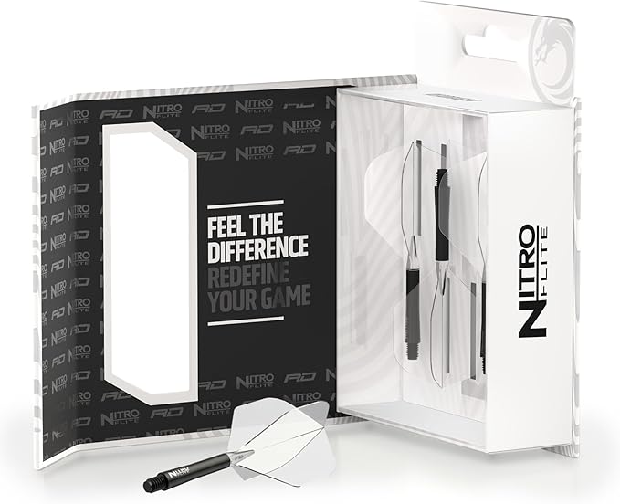 RED DRAGON Darts – Nitro Flite Integrated Flight & Shaft System – No.2 Shape and Design - Available in Short, Intermediate & Medium - Available in Variety of Colours - Professional Darts Accessories-StrideForce Fitness