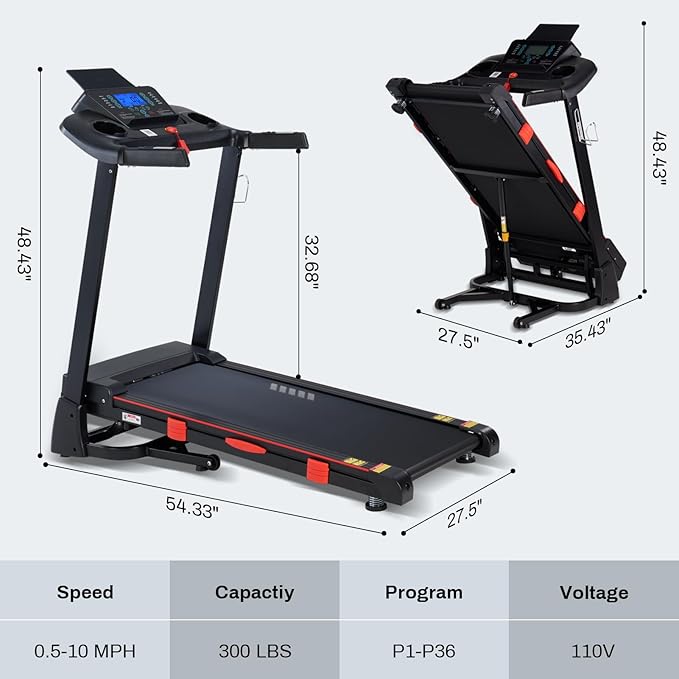 Treadmills for Home, 15% Auto Incline, 0.5-10 MPH, 18" Belt, 3 HP, 350lb Capacity, Foldable, Bluetooth App-StrideForce Fitness