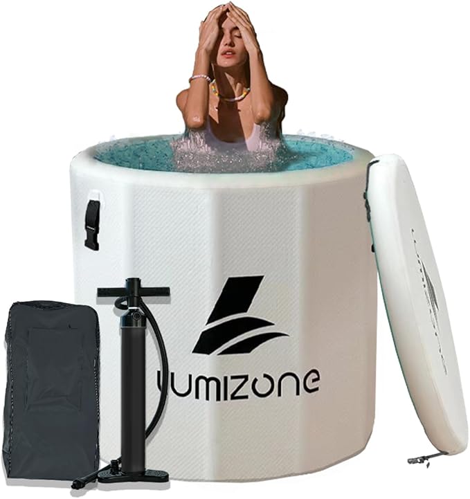 Lumizone Inflatable Cold Plunge Tub 118 Gallons Capacity Ice Bath Portable Ice Bath Tub Compatible With Water Chillers with Lid Drop Stitch PVC Double Layer Seals Oversized for Athletes-StrideForce Fitness