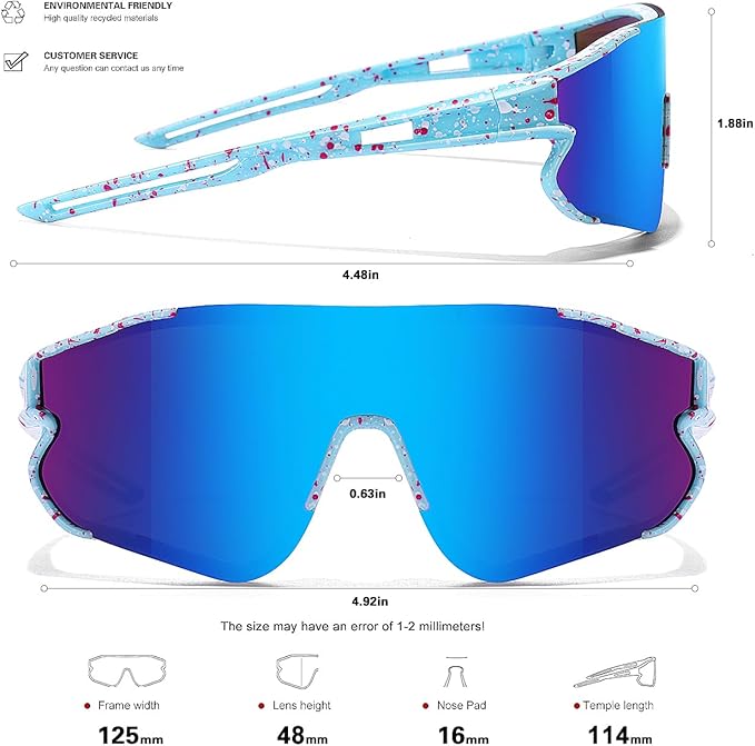 Kids Baseball Sunglasses for Boys Girls Youth Softball Cycling Sports Sunglasses UV400 Protection Age 5-12-StrideForce Fitness