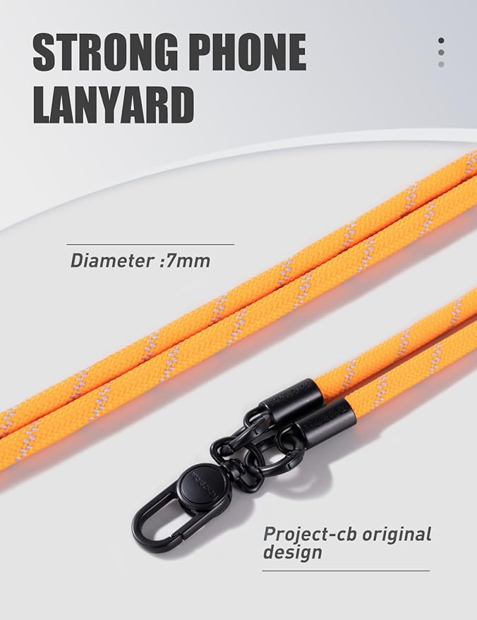 project-cb Phone Wrist Strap 1,Tether Tab 2,Phone Wristlet,Lanyard Wrist Strap,Key Holder,KeyChain,KeyRing×2(Orange)