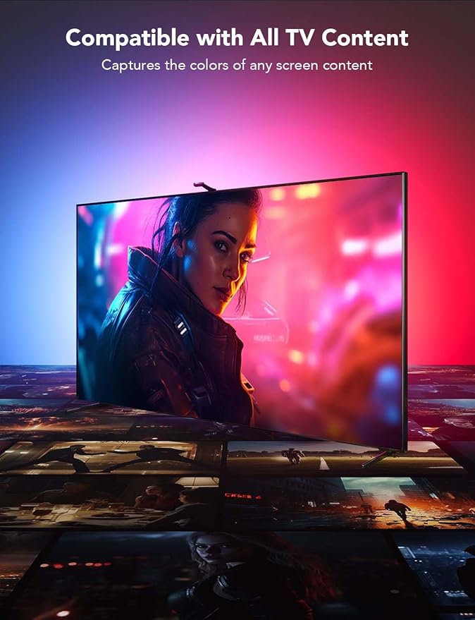 Govee Envisual TV Backlight T2 with Dual Cameras, 16.4ft RGBIC Wi-Fi LED Backlights for 75-85 inch TVs, Double Light Beads, for Home Decorations, Smart App Control, Music Sync-StrideForce Fitness
