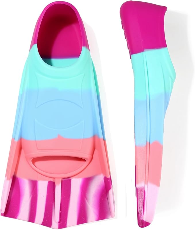 Kids Swim Fins,Short Kids Fins Youth Swimming Flippers for Lap Swimming Training for Children Girls Boys Beginners-StrideForce Fitness