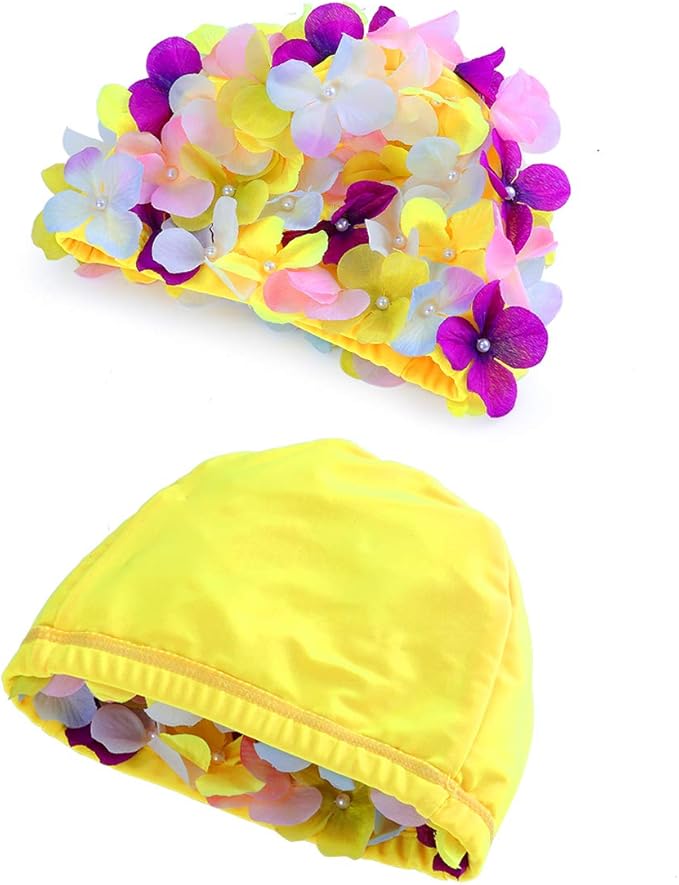 WINOMO Fashionable Swim Cap Floral Petal Stylish Swimming Hat Bathing Caps Size L for Women-StrideForce Fitness