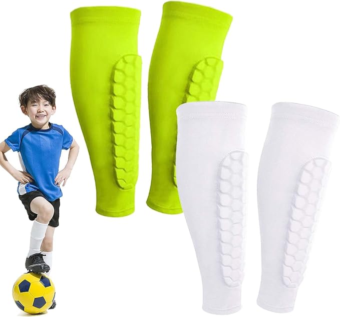 Shin Defender Shin Guards Kids 2 Pair, Shindefender Shin Guards Soccer, with Honeycomb Pads, for Soccer Kids Youth Adult-StrideForce Fitness