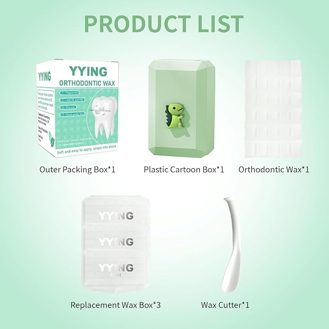 10 Box Clear Braces Wax for Teeth Precut Orthodontic Wax for Braces Aligners, Wax Dots, Hardcover Box Dental Wax with Mirror for Home Travel Office, Mint Flavored, 4Pack/Box