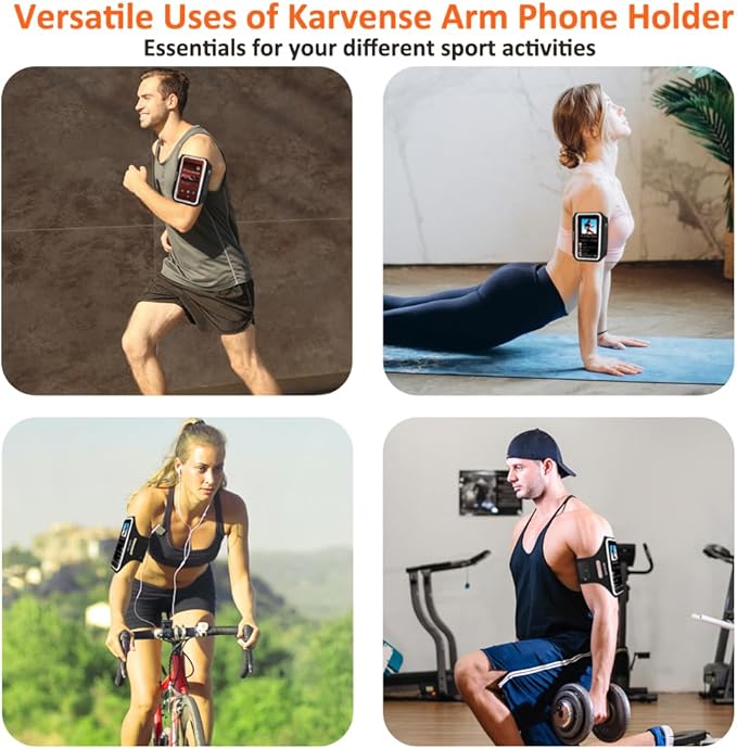 Phone Holder for Running-Arm Band for Running for iPhone & Samsung Galaxy, Cell Phone Armband Holder for Walking, Gym, Workout, Men, Women, w/Adjustable Strap & Zipper Pocket (Black-M)-StrideForce Fitness