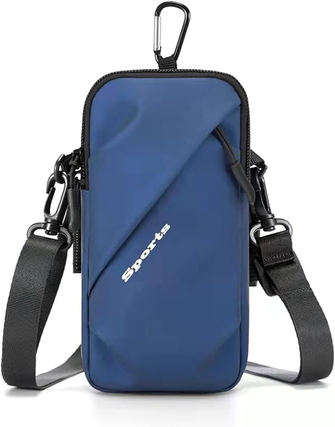 Phone Holder Armband, Small Crossbody Shoulder Holsters Bag with Arm Band, Fits iPhone and Android, Use for Running, Walking, Hiking & Biking (6.7 Inches, Blue)-StrideForce Fitness