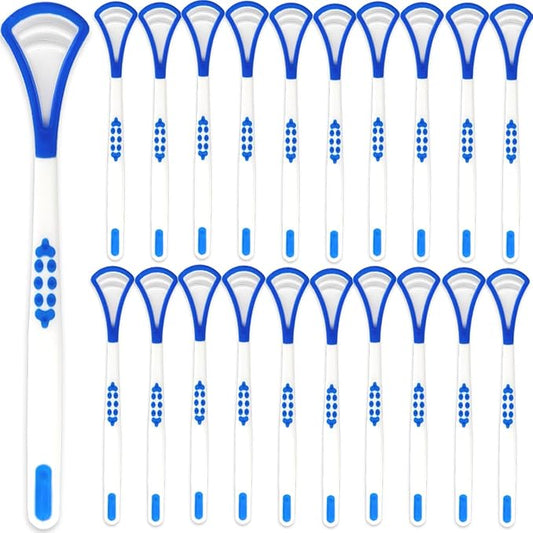 GXXMEI 40PCS Tongue Scraper for Adults, Tongue Scraper Cleaner, Blue Tongue Cleaner, Oral Care Scrapers Kits Plastic Tongue Brush for Reducing Bad Breath Adults Kids Healthy Oral Care Tools Easy to Us