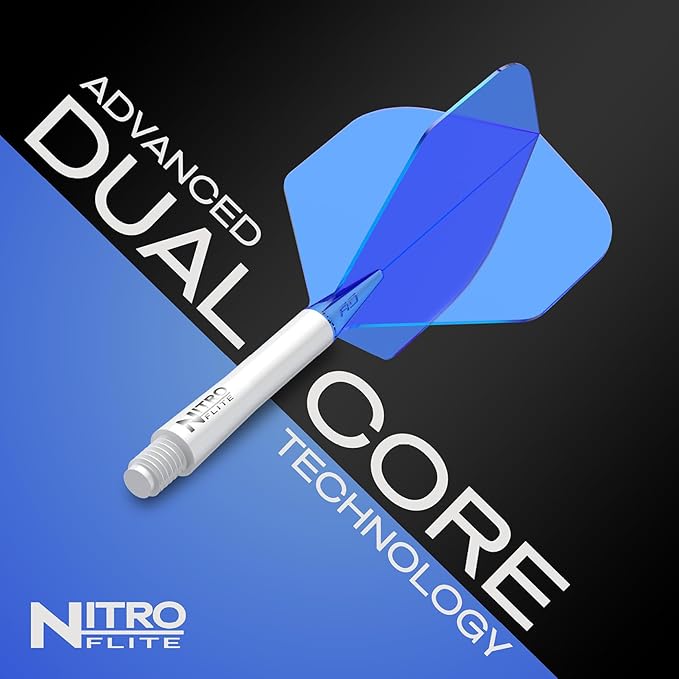 RED DRAGON Darts – Nitro Flite Integrated Flight & Shaft System – No.2 Shape and Design - Available in Short, Intermediate & Medium - Available in Variety of Colours - Professional Darts Accessories-StrideForce Fitness