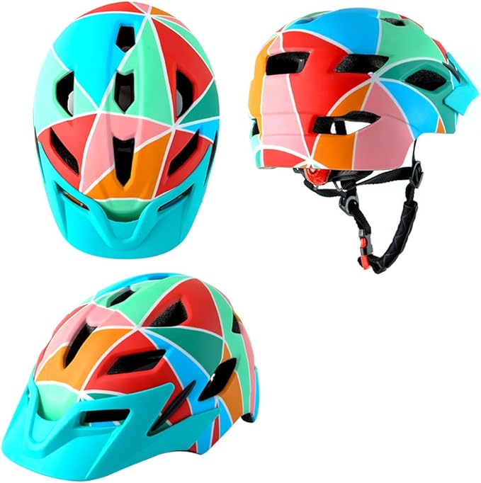 Kids Bike Helmet,Bavilk Kids Boys Girls Bike Helmets with LED Light Detachable Visor Children Youth Teen Multi-Sport for Skating Cycling Scooter Skateboard Adjustable & Lightweight 19.7"-22.4"-StrideForce Fitness
