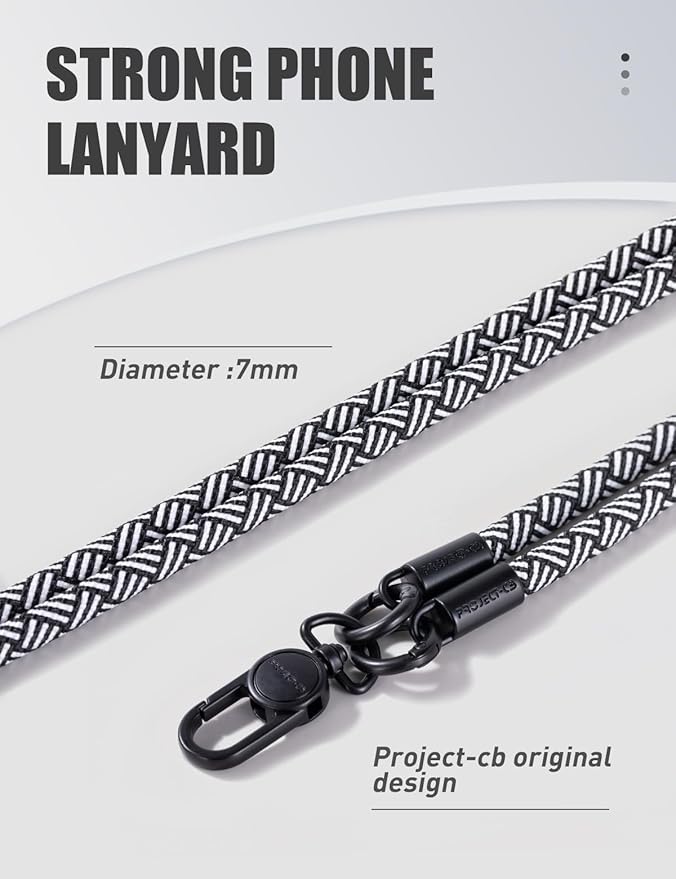 project-cb Phone Wrist Strap 1,Tether Tab 2,Phone Wristlet,Lanyard Wrist Strap,Key Holder,KeyChain,KeyRing×2(White-Black)-StrideForce Fitness