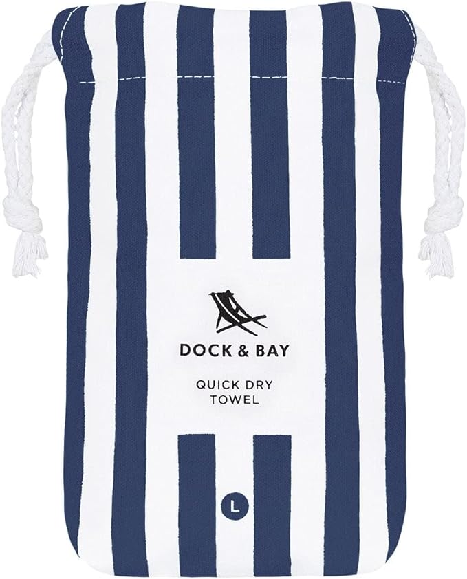 Dock & Bay Beach Towel - Quick Dry, Sand Free - Compact, Lightweight - 100% Recycled - Includes Bag - Cabana - Whitsunday Blue - Extra Large (200x90cm, 78x35)-StrideForce Fitness