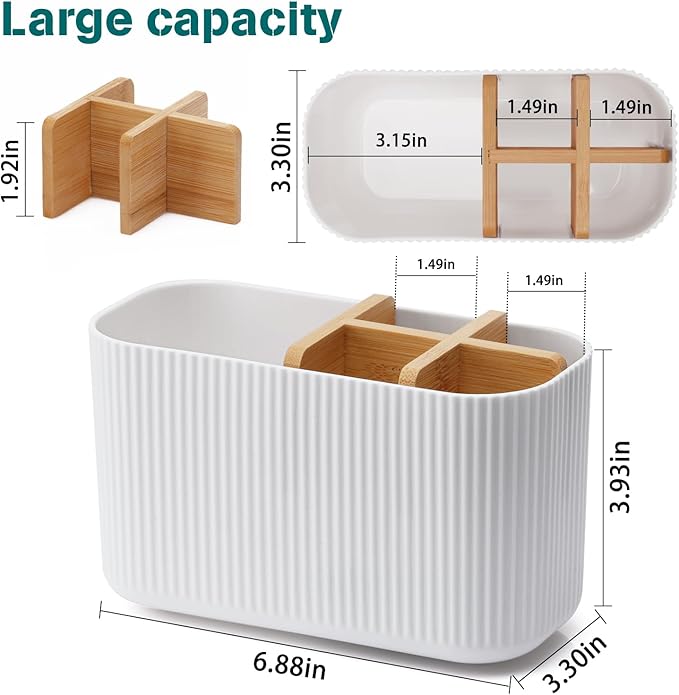 White Toothbrush Holder - Bamboo Toothbrush Holders for Bathrooms Electric Toothbrush Holder Organizer Kids Toothbrush Holders for Bathrooms Countertop