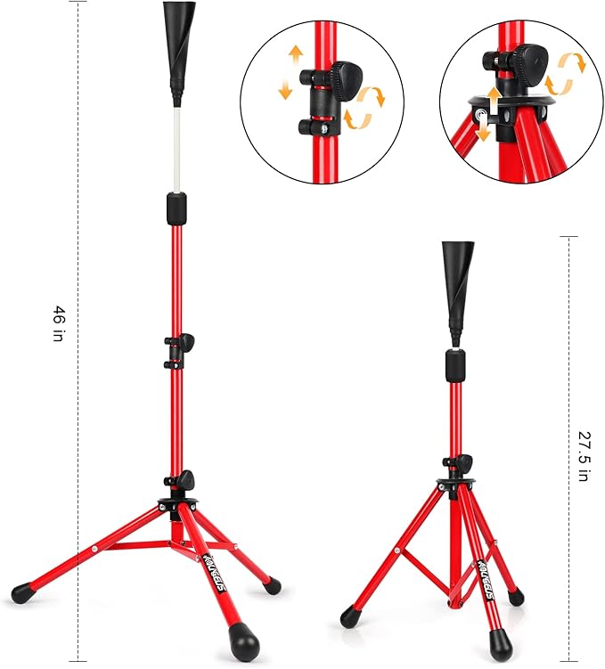 Baseball Tee Batting Tee Softball Tee Portable Travel Hitting Tee,Easy Adjustable Height,Stable Tripod Stand-StrideForce Fitness