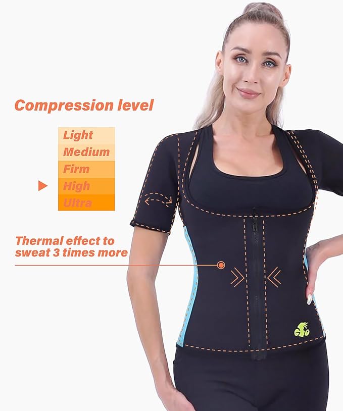NonEcho Women Sauna Sweat Suit Sleeve Spa Cami Hot Neoprene Slimming Workout Vest Body Shaper Waist Trainer Top-StrideForce Fitness