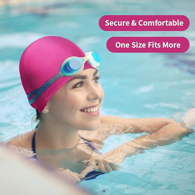 2pcs Cloth Swim Caps for Both Women & Men & Kids Fabric Durable Non-Waterproof Elastic Swimming Pool Cap Bathing Cap for Long and Short Hair-StrideForce Fitness