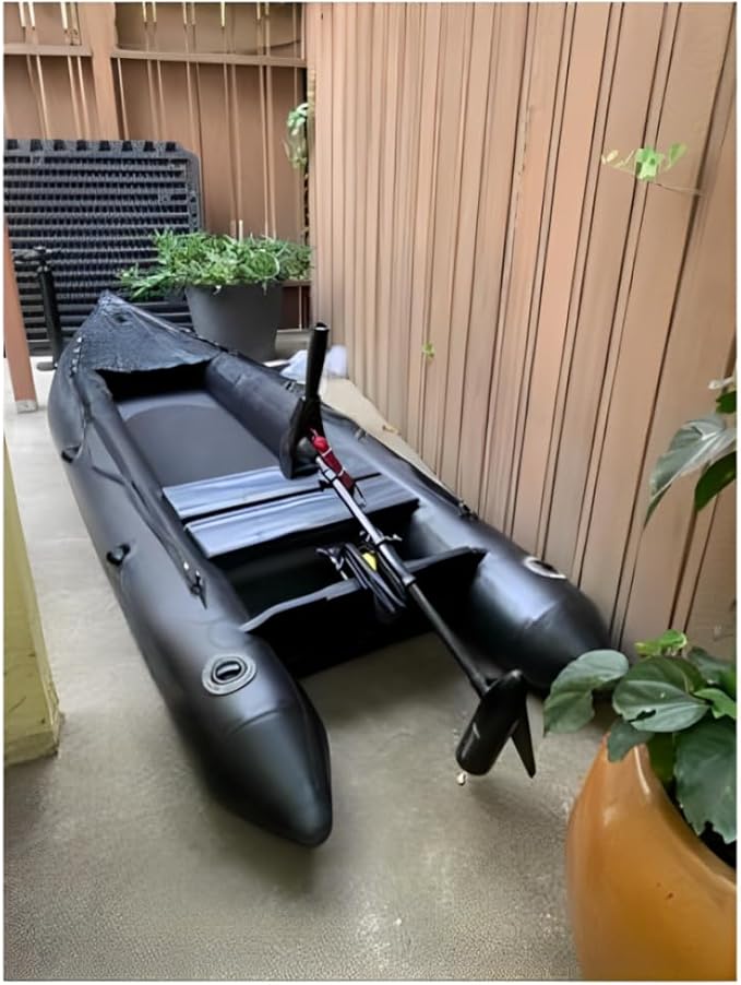 2 Person Inflatable Durable Fishing Kayak Armoured PVC Watercraft with Motor Mount Stern - 130'' x 43'' x 11.8-StrideForce Fitness